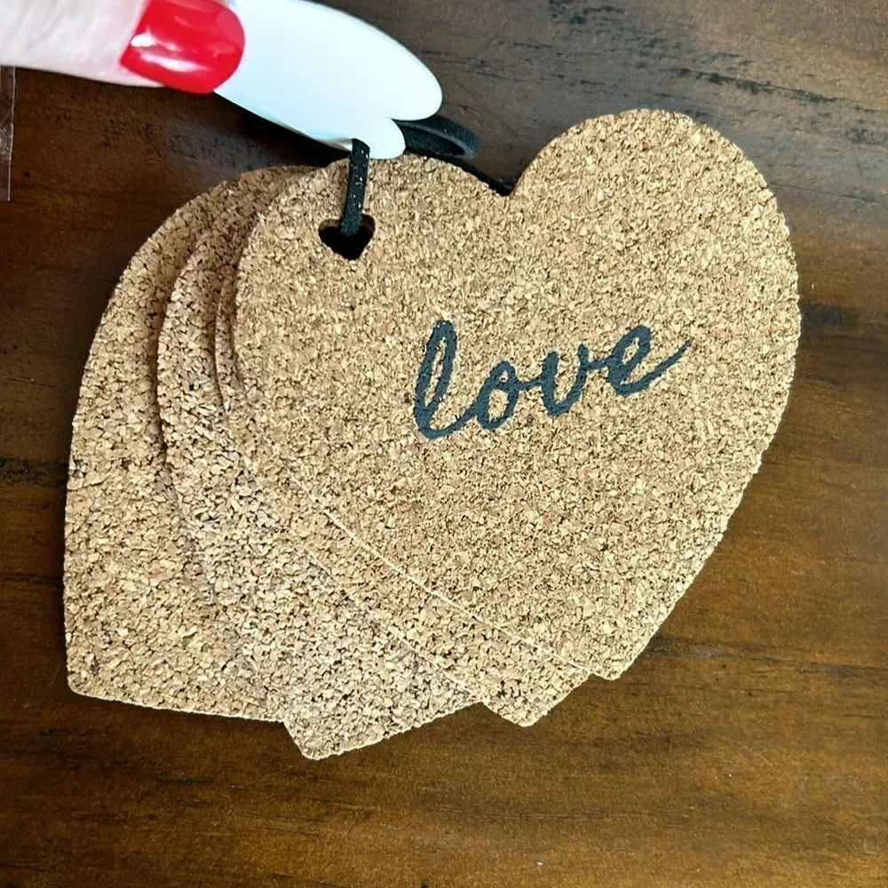 Cork coasters Daisy and Heart total of 8 NWT